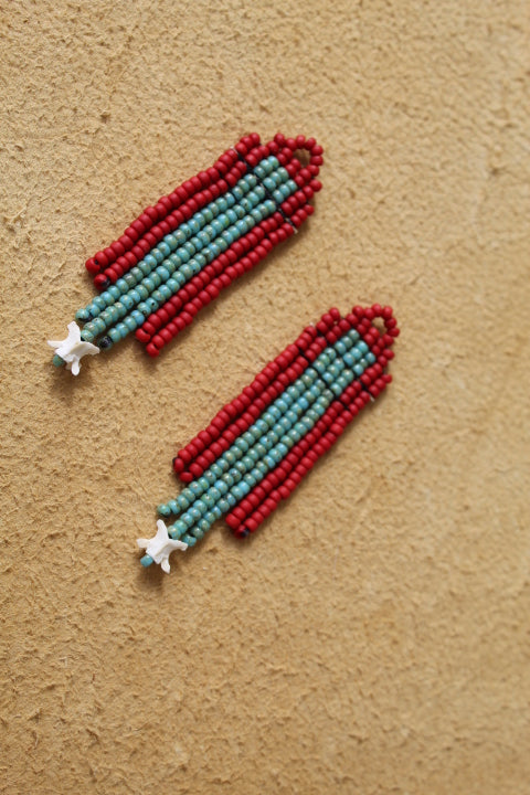 mini block mtns - matte red + turquoise