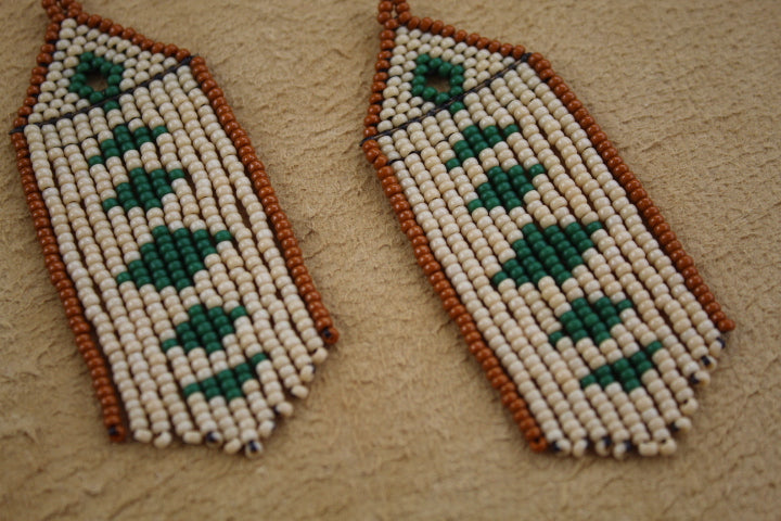 mini diamond lacuna - hunter green + cream + burnt orange