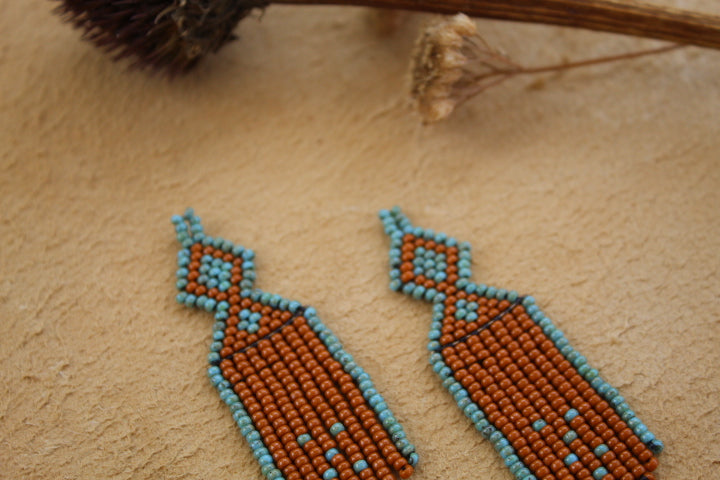 mini diamond dancers - turquoise + burnt orange