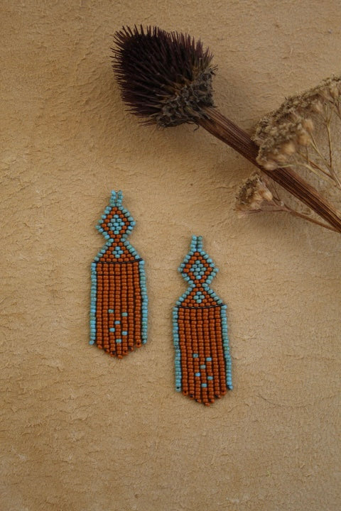 mini diamond dancers - turquoise + burnt orange